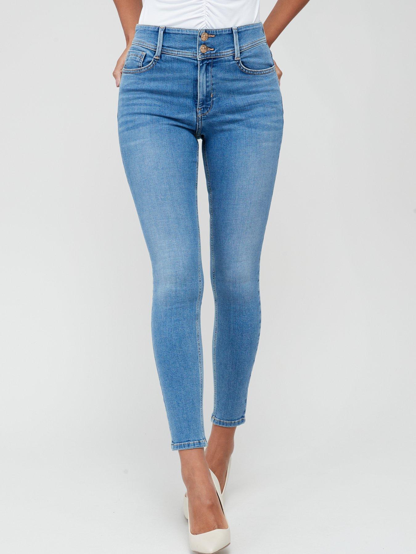 V by Very High Waist Mom Jeans - Mid Wash Blue