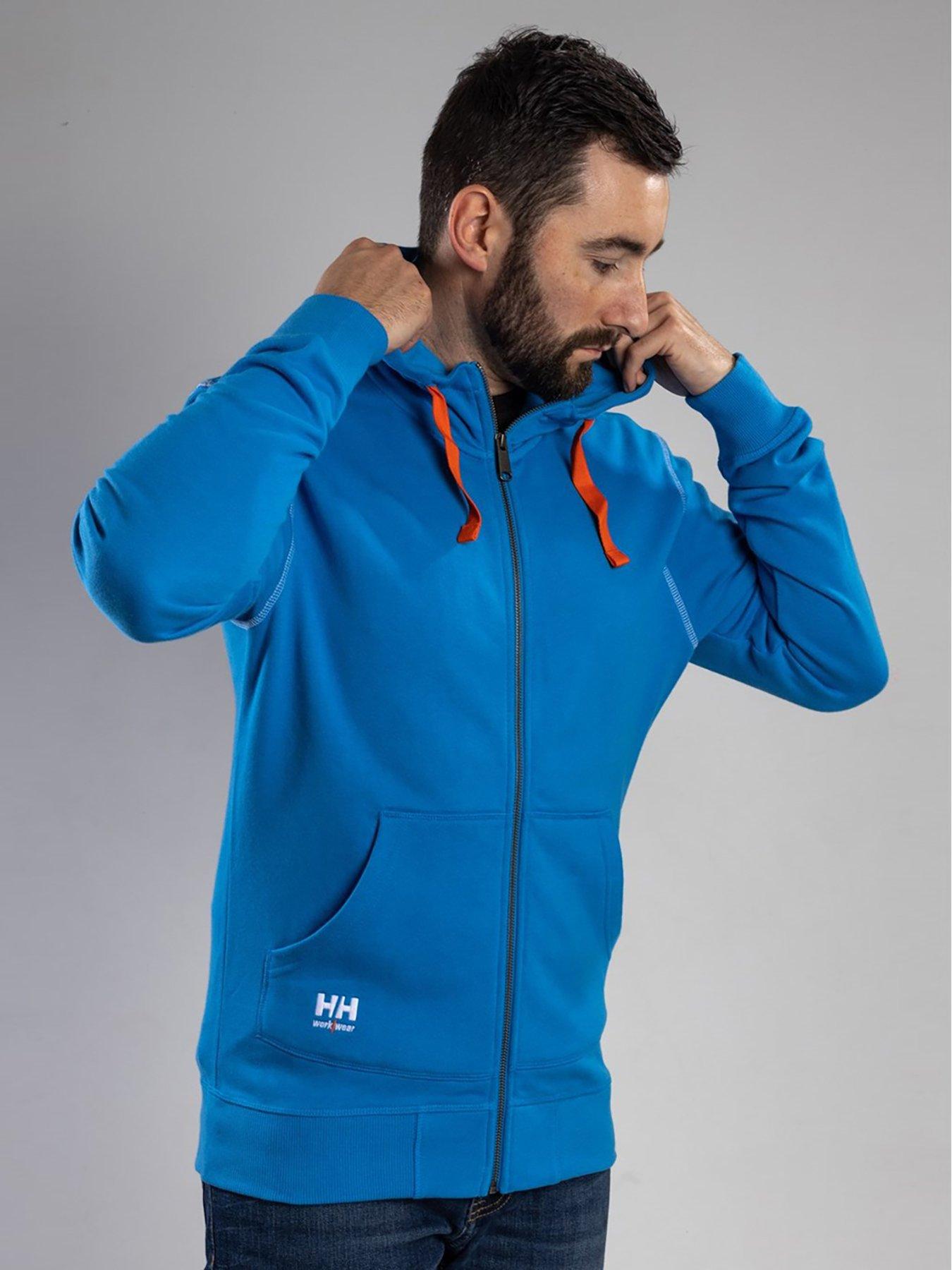 Workwear Oxford Zip Hoodie Sweatshirt Blue