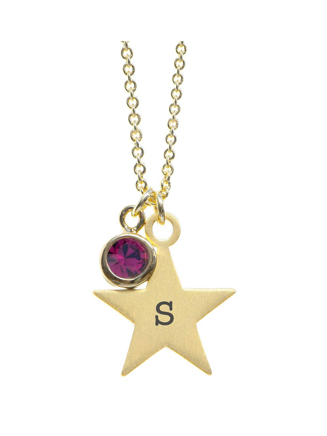 undefined Personalised Gold Star with Birthstone Crystal Necklace