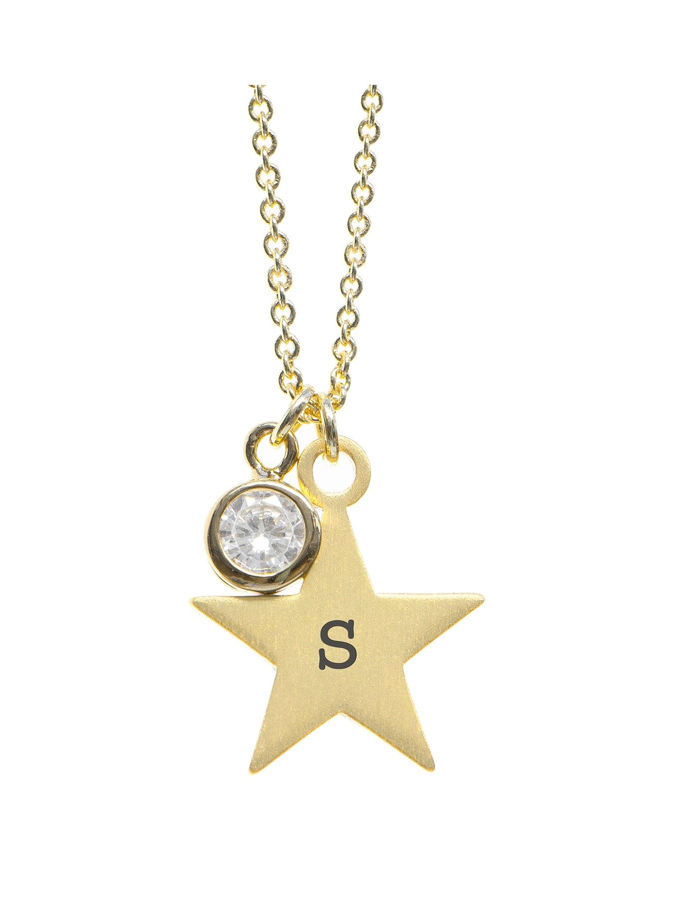 undefined Personalised Gold Star with Birthstone Crystal Necklace
