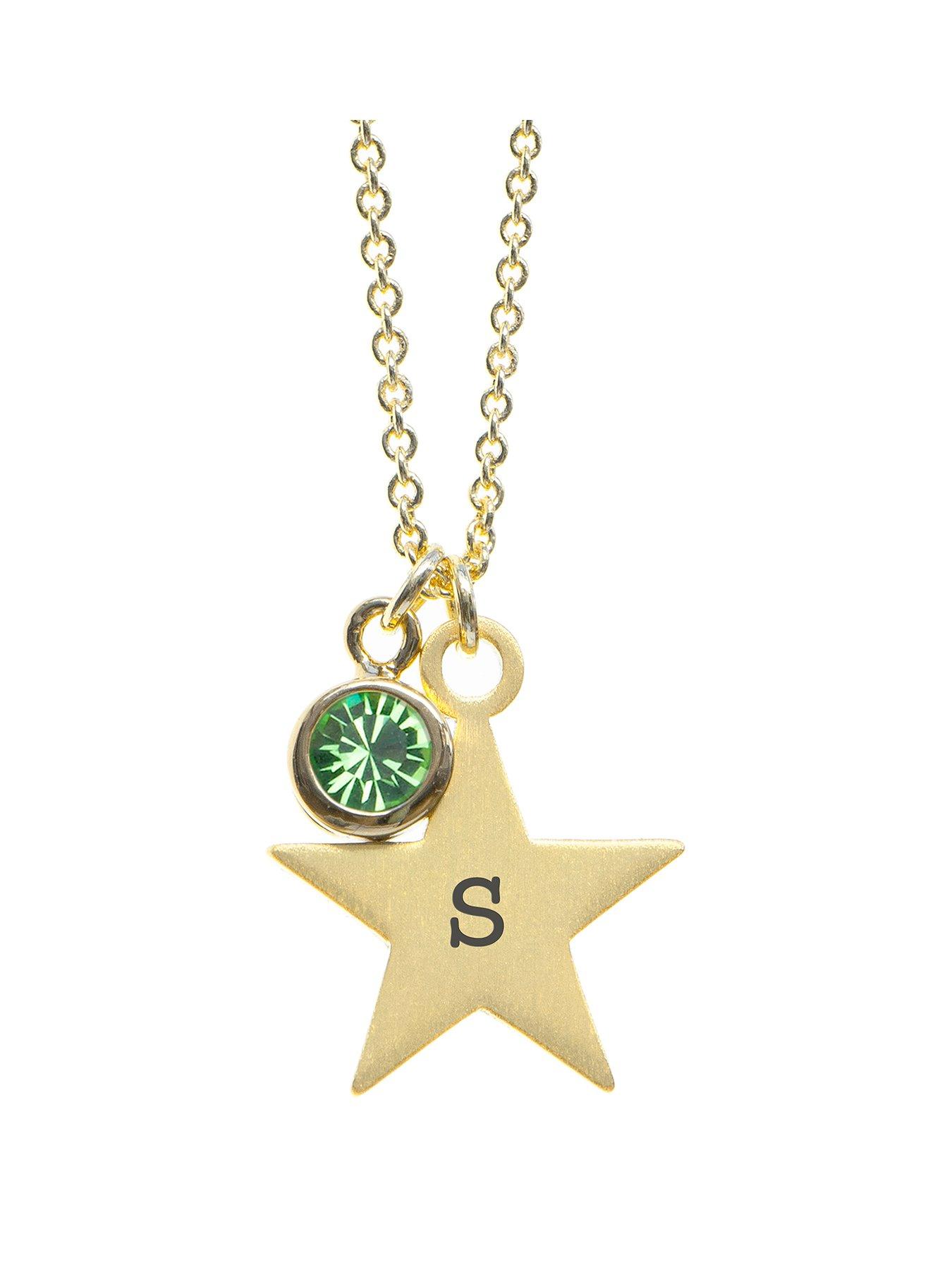 undefined Personalised Gold Star with Birthstone Crystal Necklace