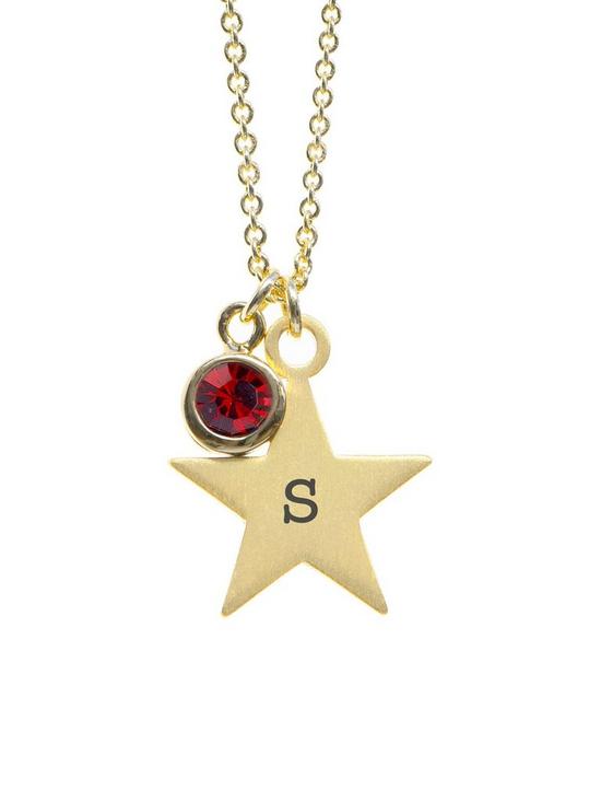 stillFront image of treat-republic-personalised-gold-star-with-birthstone-crystal-necklace