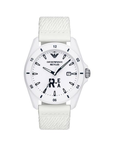 emporio-armani-r-ea-three-hand-white-recycled-polyester-denim-watch