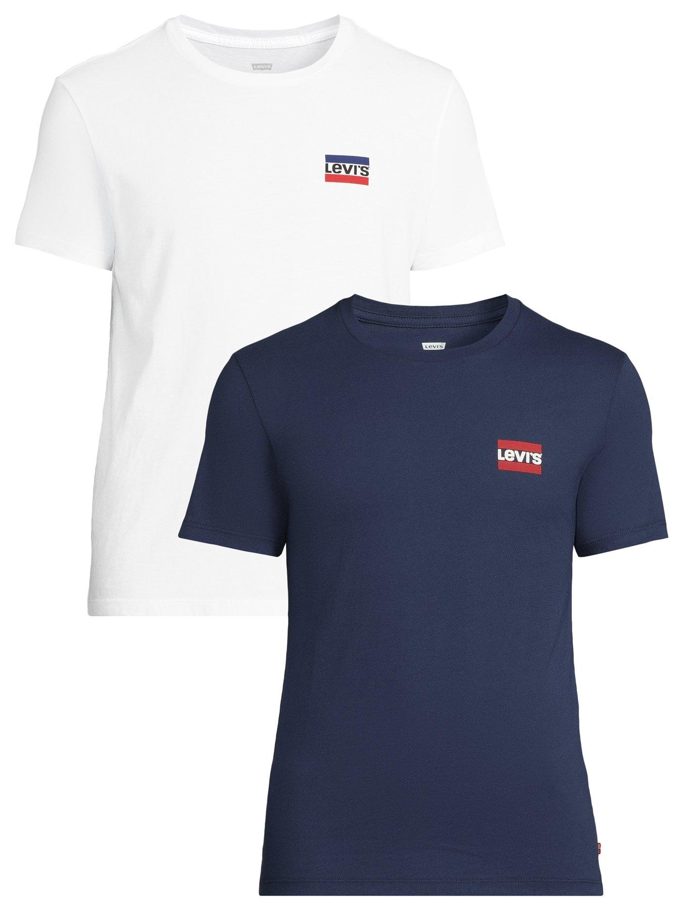 undefined Logo 2 Pack T-Shirt - White/Navy
