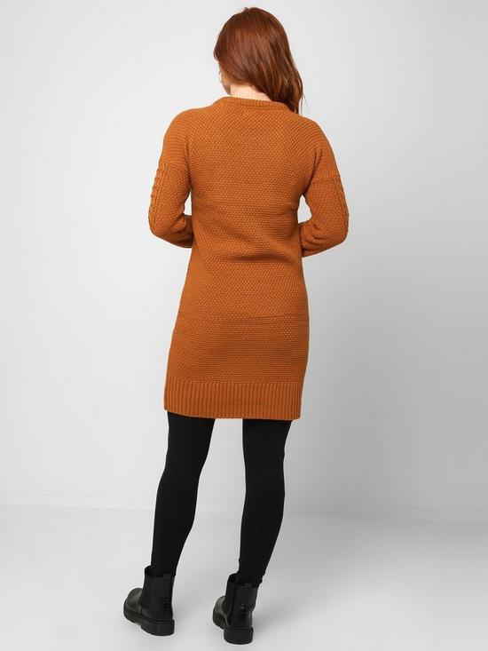 stillFront image of joe-browns-funky-cable-knit-sweater-dress-mustard