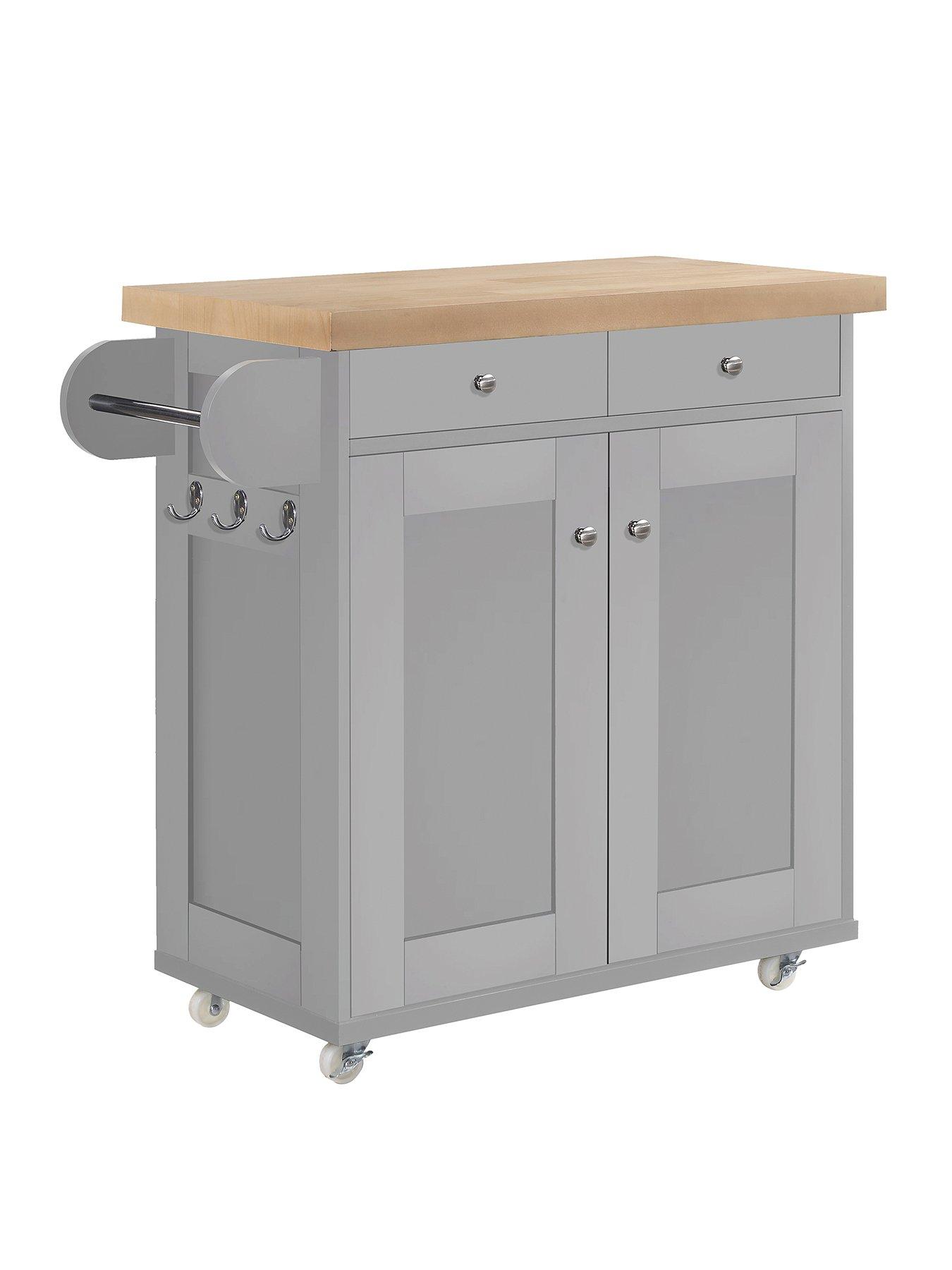  image of lpd-furniture-portland-2-door-2-drawernbspkitchen-cart-grey