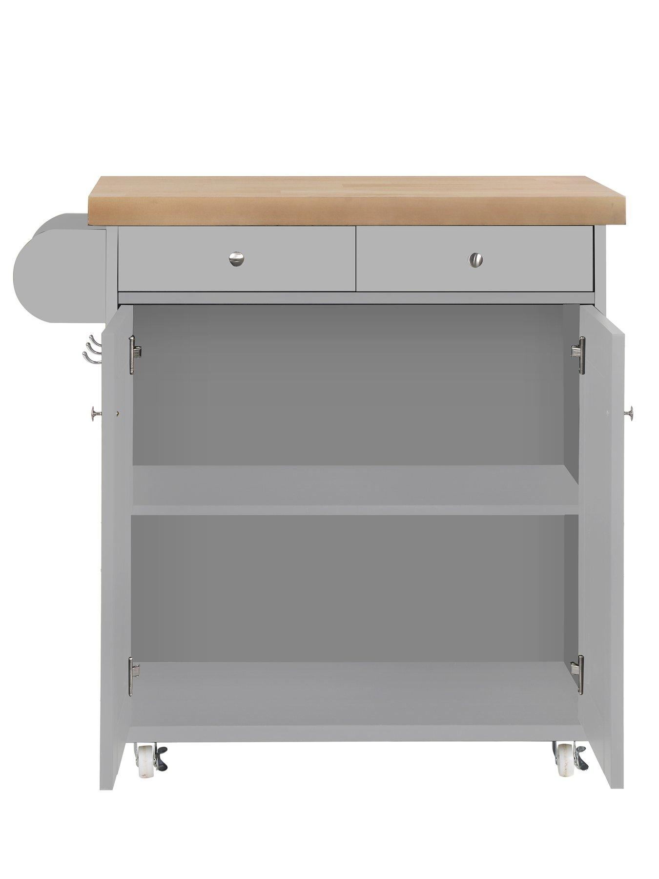 Image 3 of 3 of LPD Furniture Portland 2 Door, 2 Drawer&nbsp;Kitchen Cart - Grey