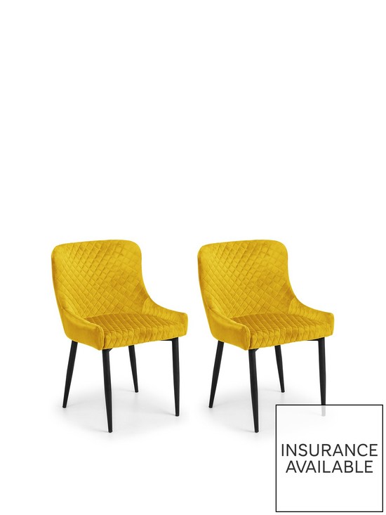 front image of julian-bowen-luxe-set-of-2-velvet-dining-chairs-mustard