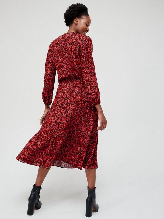 stillFront image of v-by-very-elasticated-waist-printed-midi-dress-floral-print