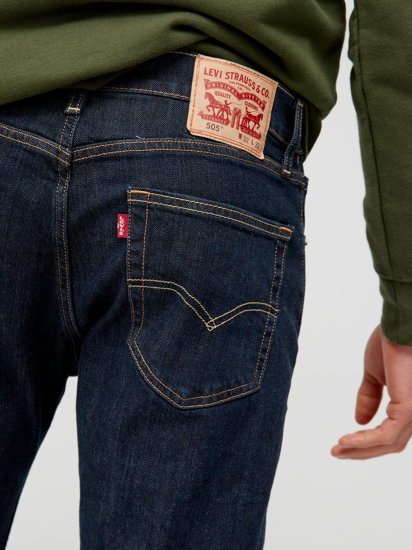  image of levis-505-regular-fit-jeans-dark-rinse-dark-blue
