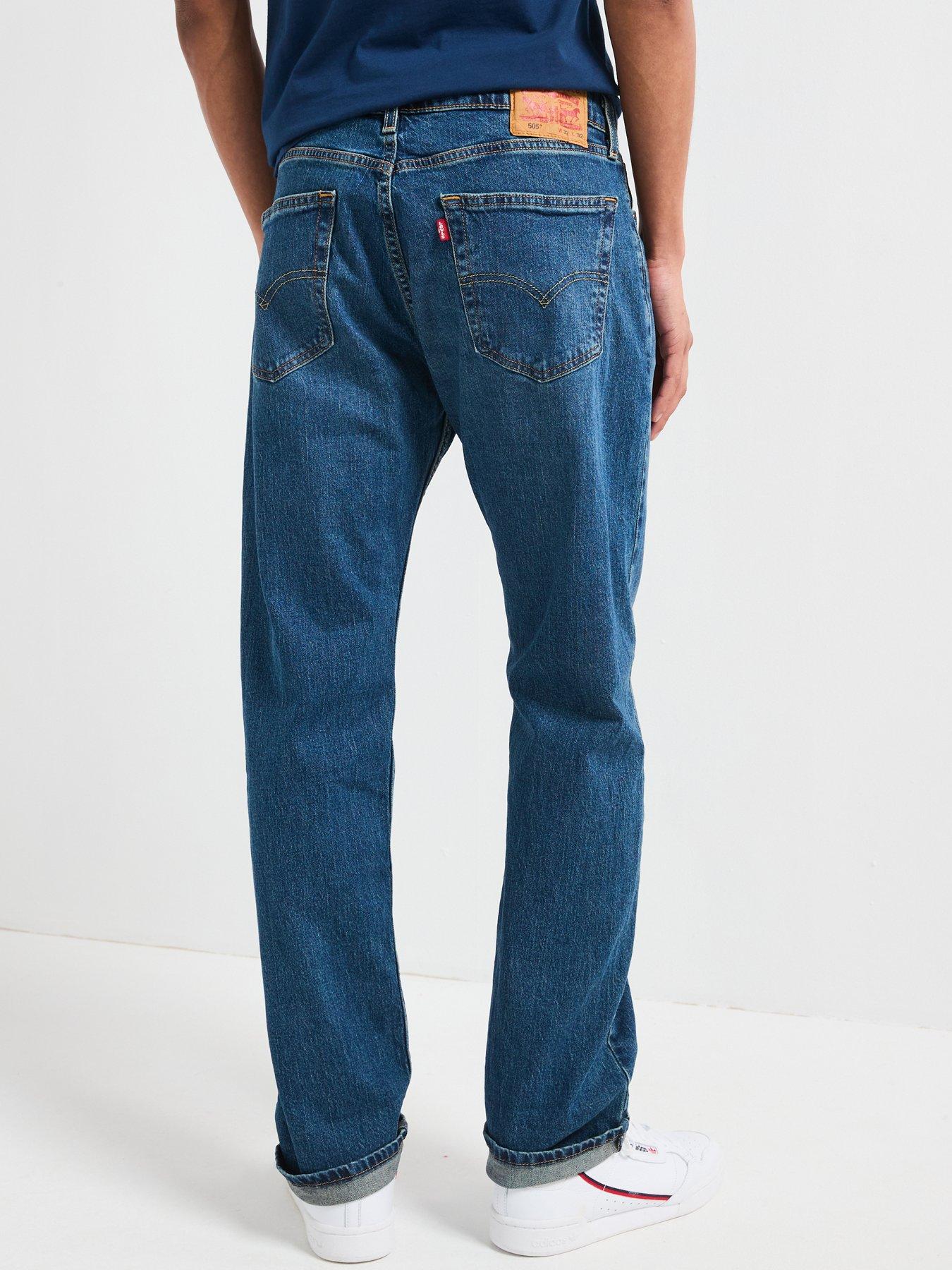 Image 2 of 5 of Levi's 505 Regular Fit Jeans - Sunset Down - Dark Blue