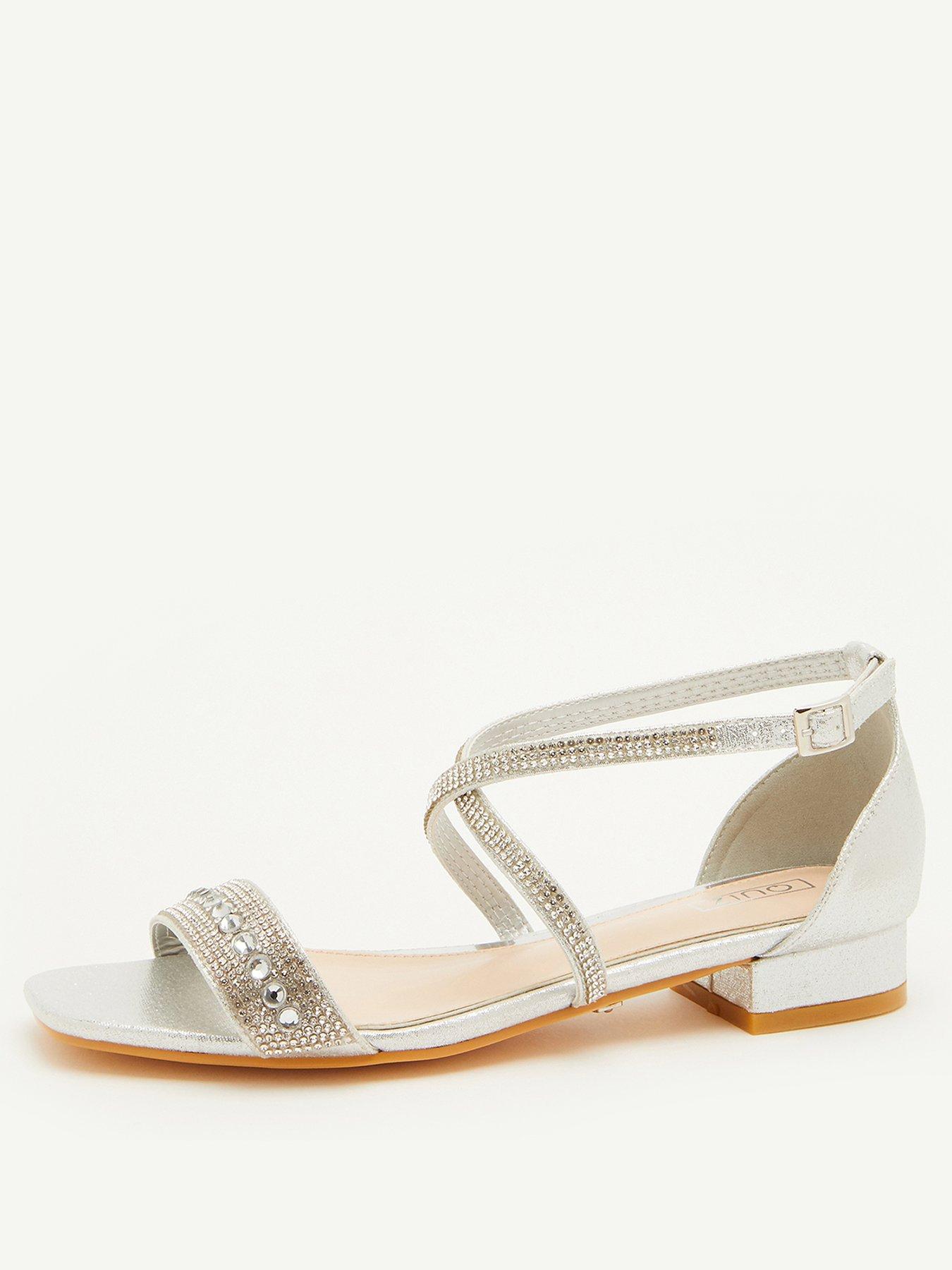 Quiz silver clearance diamante wedges