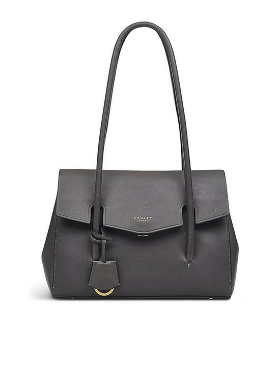 front image of radley-apsley-road-leather-medium-flapover-tote-bag-thunder