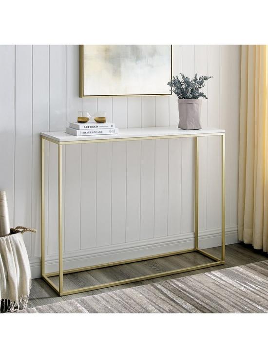 front image of lisburn-designs-sandy-console-table-whitegold