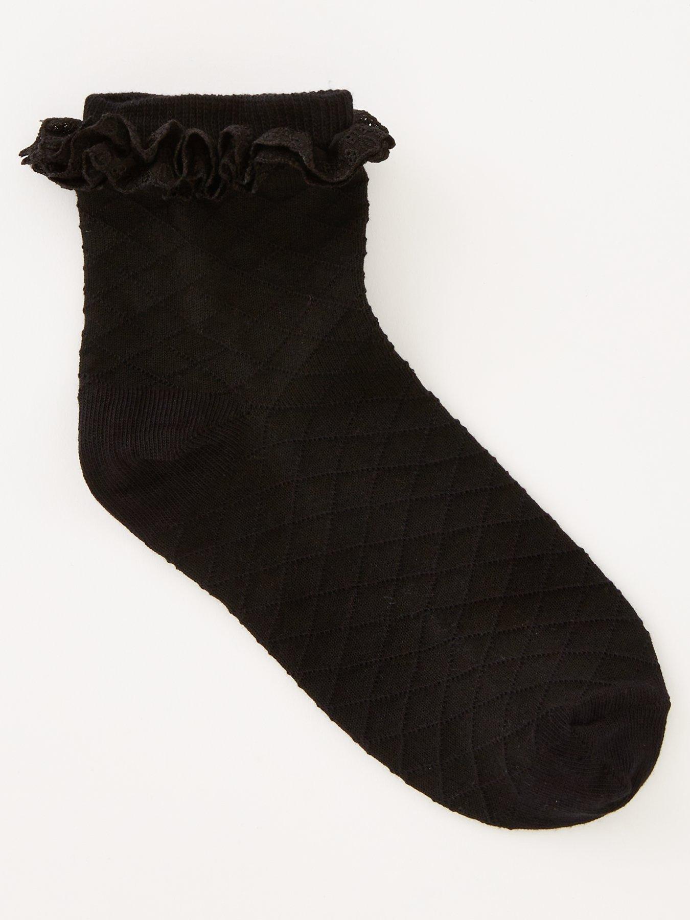  image of everyday-girls-5-pack-black-frill-socks-black