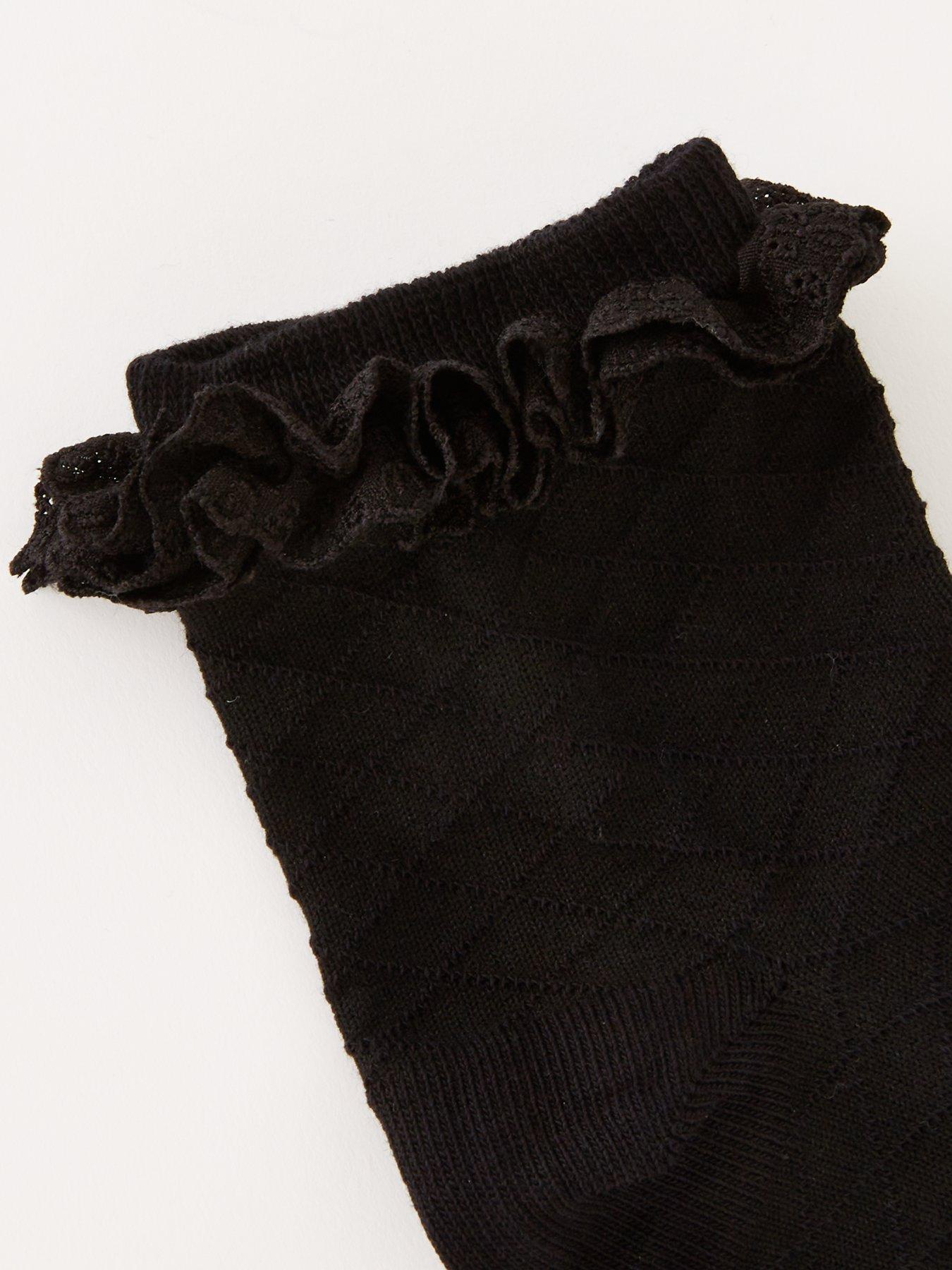  image of everyday-girls-5-pack-black-frill-socks-black