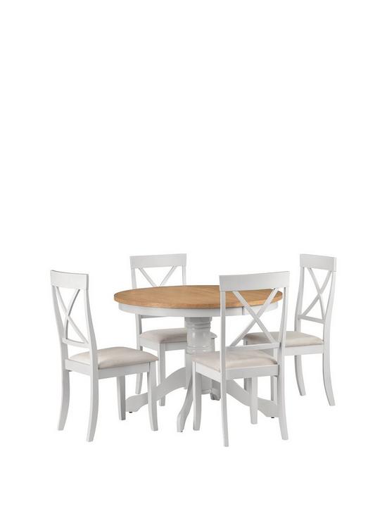 front image of julian-bowen-davenport-106-cmnbspround-dining-table-4-chairsnbsp-greyoak