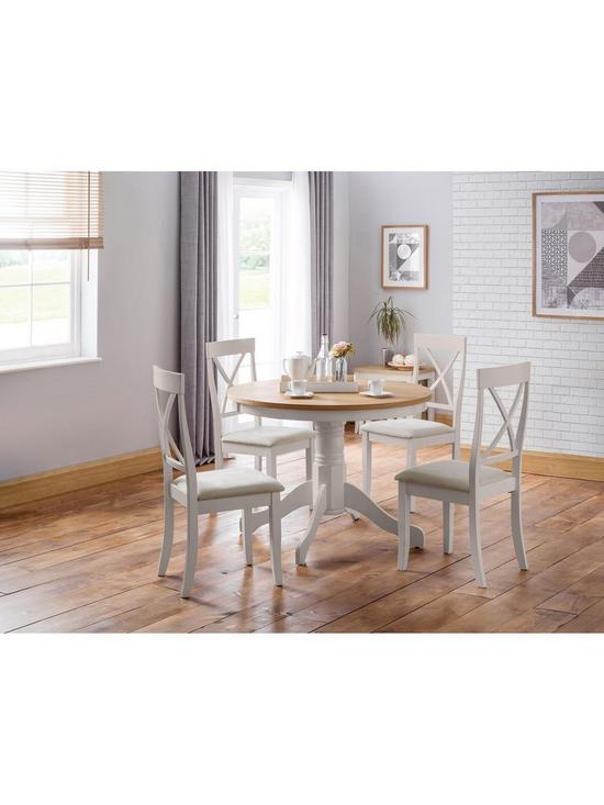 stillFront image of julian-bowen-davenport-106-cmnbspround-dining-table-4-chairsnbsp-greyoak