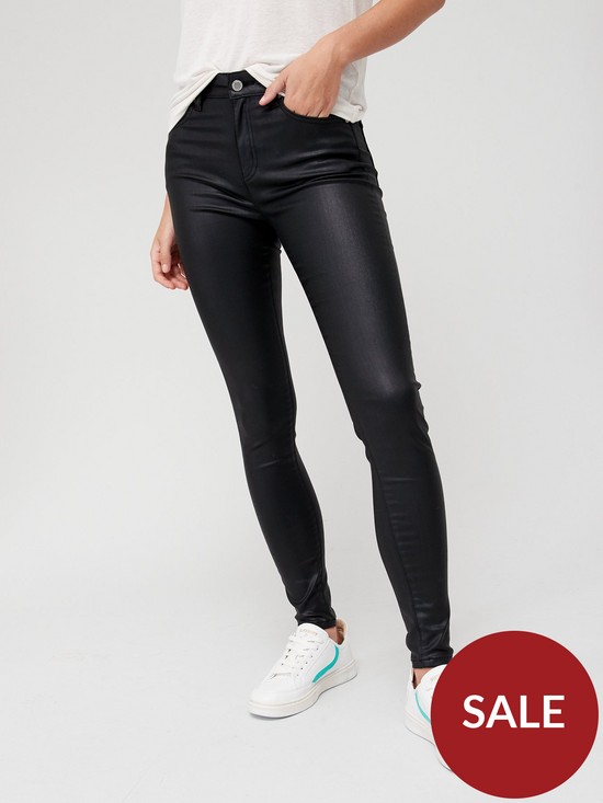 front image of superdry-coated-high-rise-skinny-jean-black