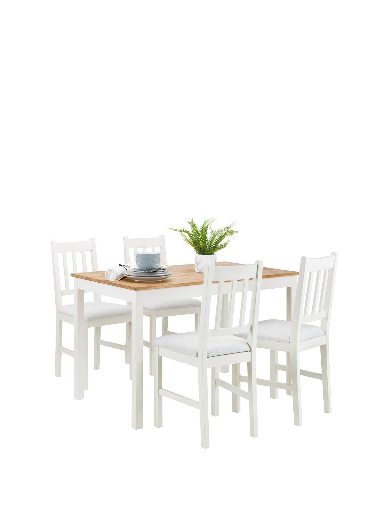 white and timber dining set