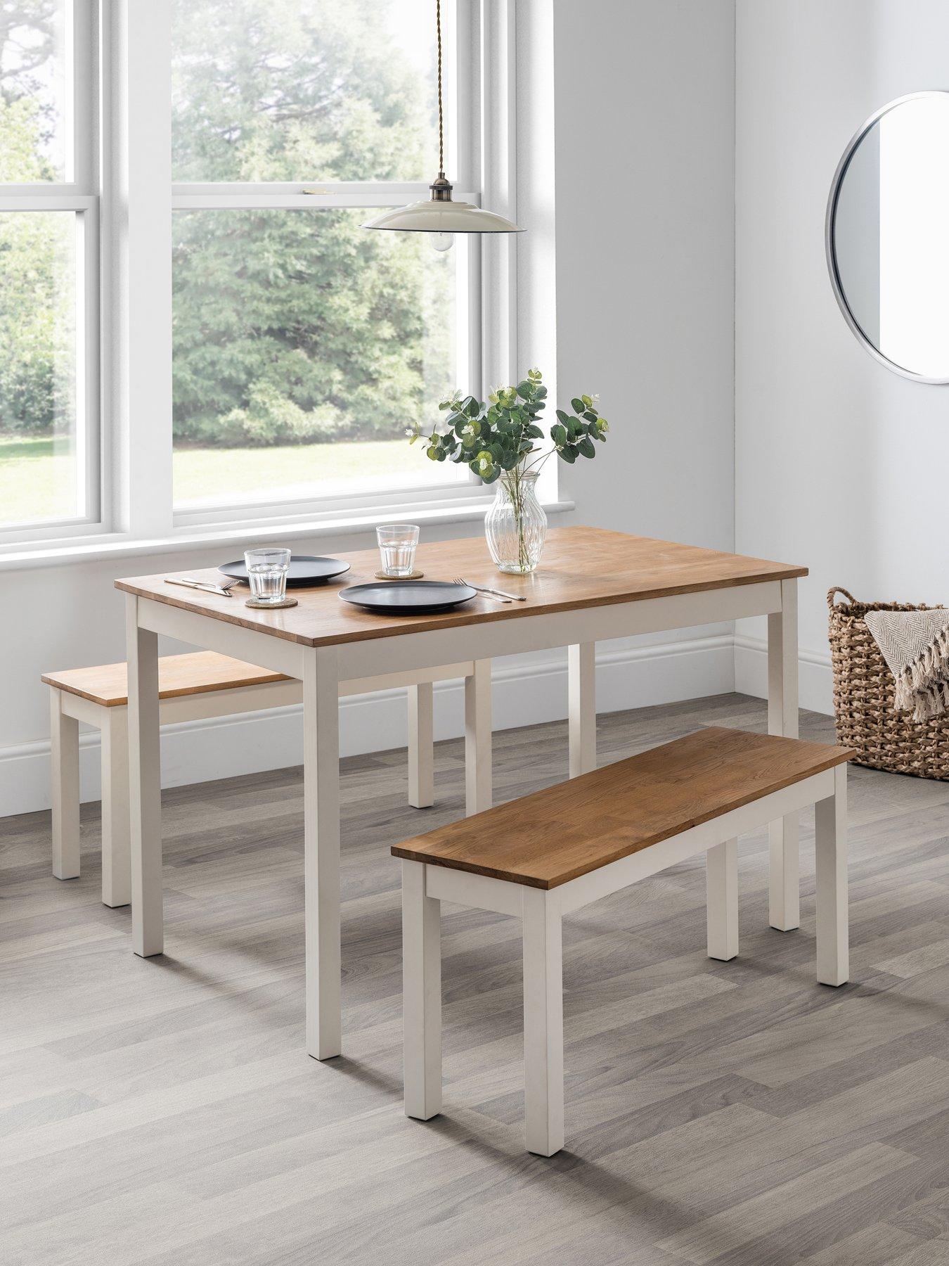 Julian Bowen Coxmoor 118 cm Solid Oak Dining Table + 2 Benches