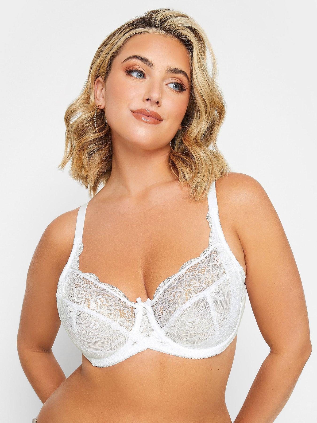 Image 1 of 2 of Yours Clothing White Stretch Lace Uw Bra