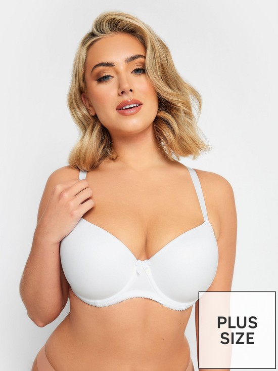 front image of yours-clothing-white-tshirt-bra