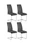  image of julian-bowen-calabria-set-of-4-velvet-cantilever-dining-chairs-grey