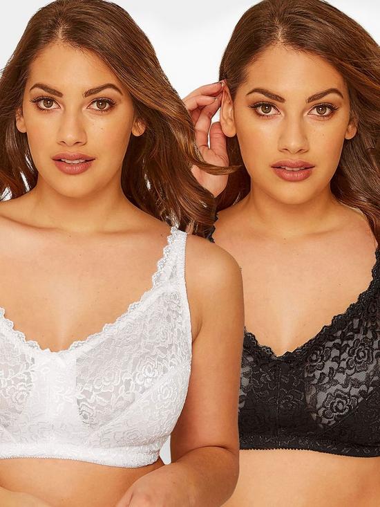 front image of yours-2-pack-high-shine-lace-non-wired-bra-multi
