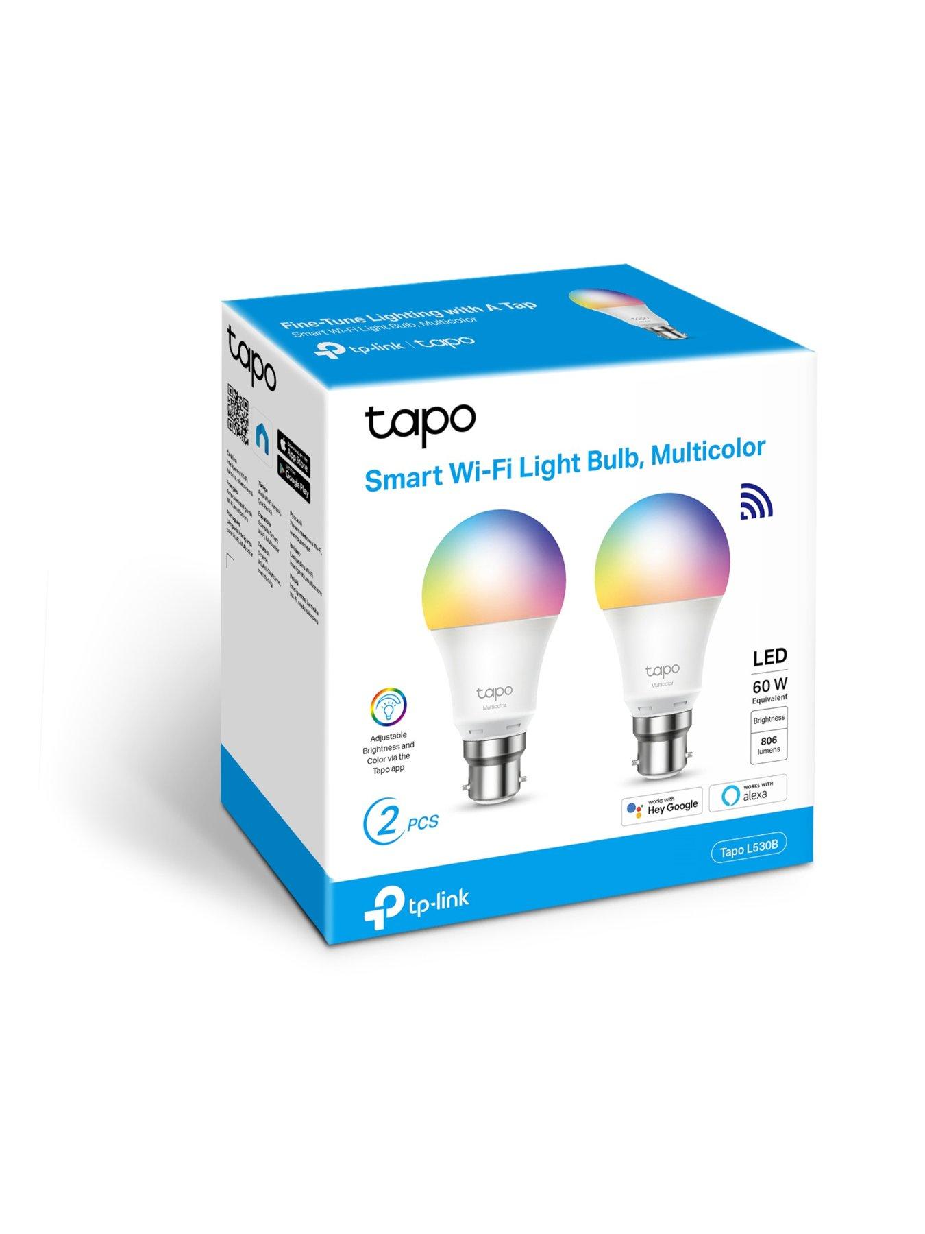  image of tp-link-tapo-l530b-2-pack-smart-b22-multicolour-amp-dimmable-led-bulb-806-lumens-schedule-amp-timer