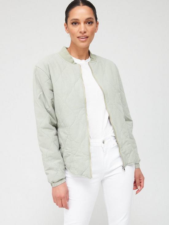front image of v-by-very-quilted-cotton-bomber-with-curved-hem-sage