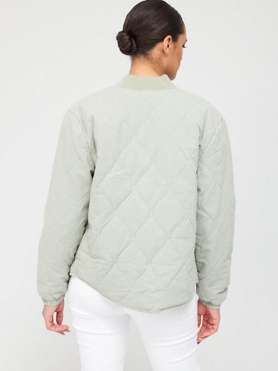 stillFront image of v-by-very-quilted-cotton-bomber-with-curved-hem-sage