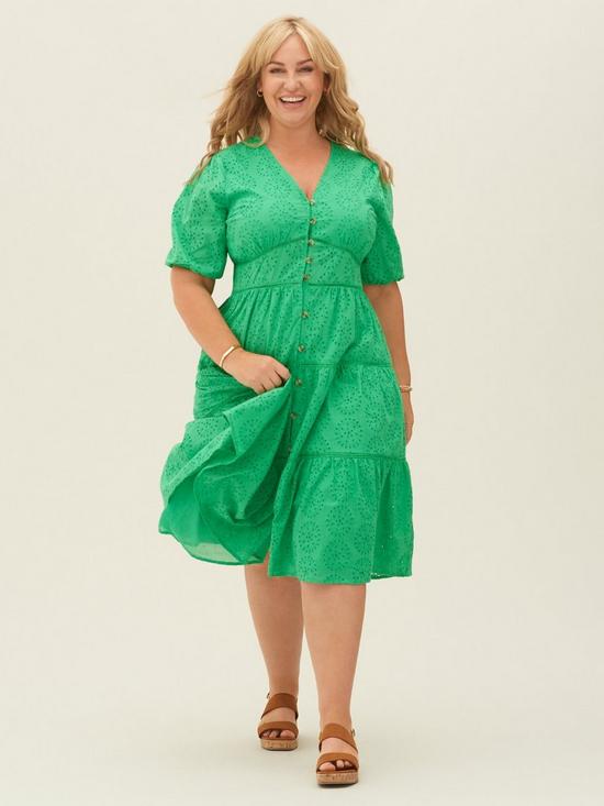 front image of josie-x-very-button-through-broidery-midi-dress-green