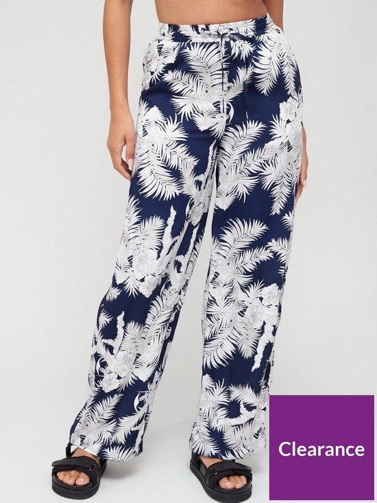 front image of v-by-very-satin-printed-relaxed-trousers-navy-floralnbsp