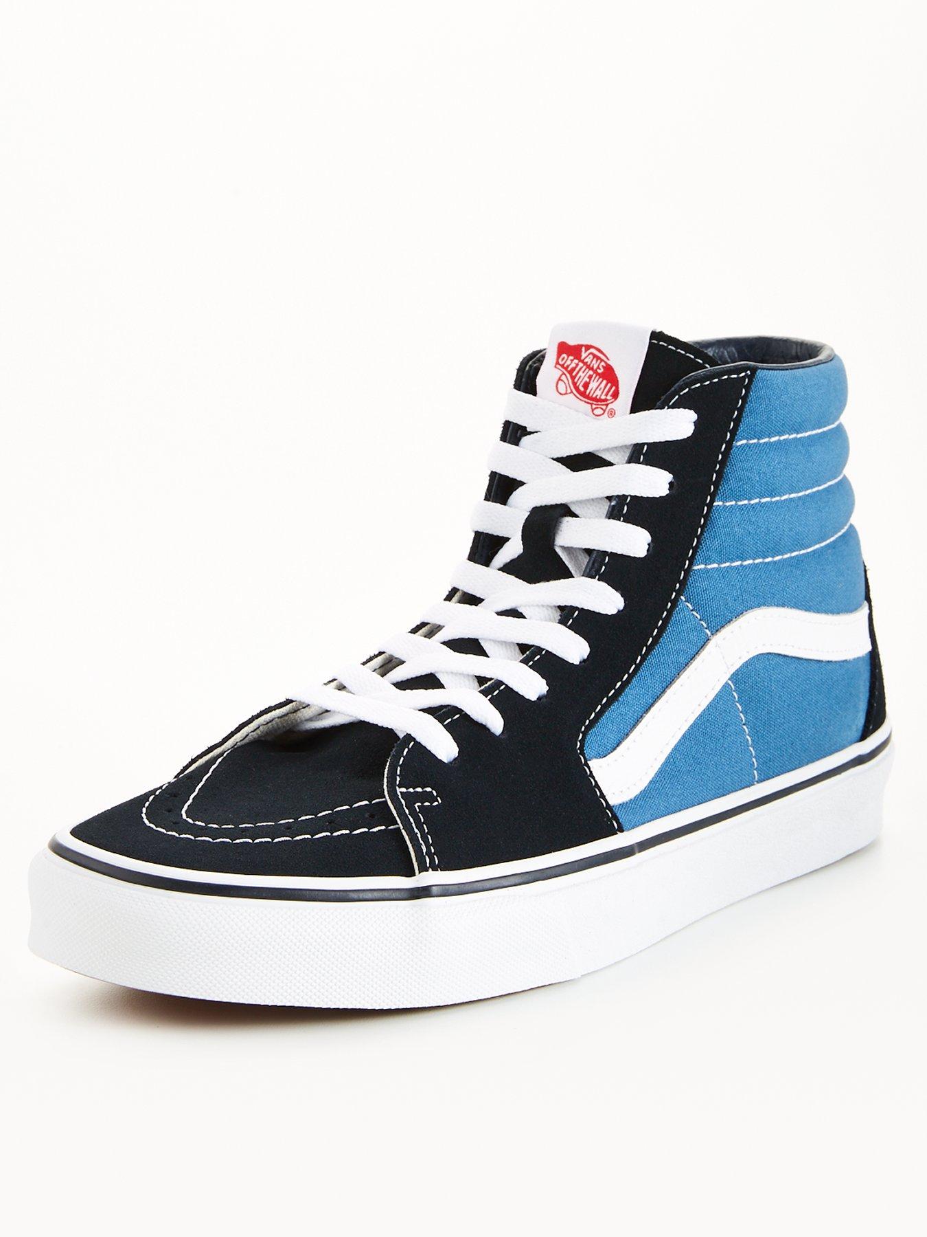 Vans sk8 hi blue sale and white