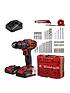 image of einhell-power-x-change-expert-18v-combi-drill-kit-with-64-acc-2-x-20ah