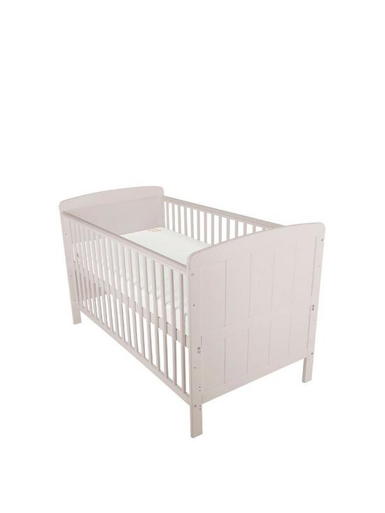 front image of cuddleco-juliet-cot-bed-and-cuddleco-harmony-sprung-mattress-dove-grey