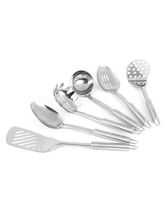 stillFront image of russell-hobbs-6-piece-stainless-steel-kitchen-utensil-set-with-stand