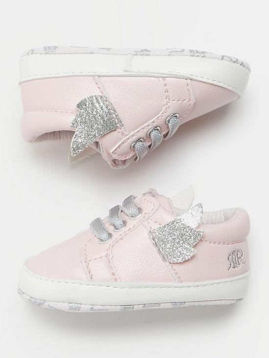 front image of river-island-baby-baby-girls-glitter-wing-trainers-pink