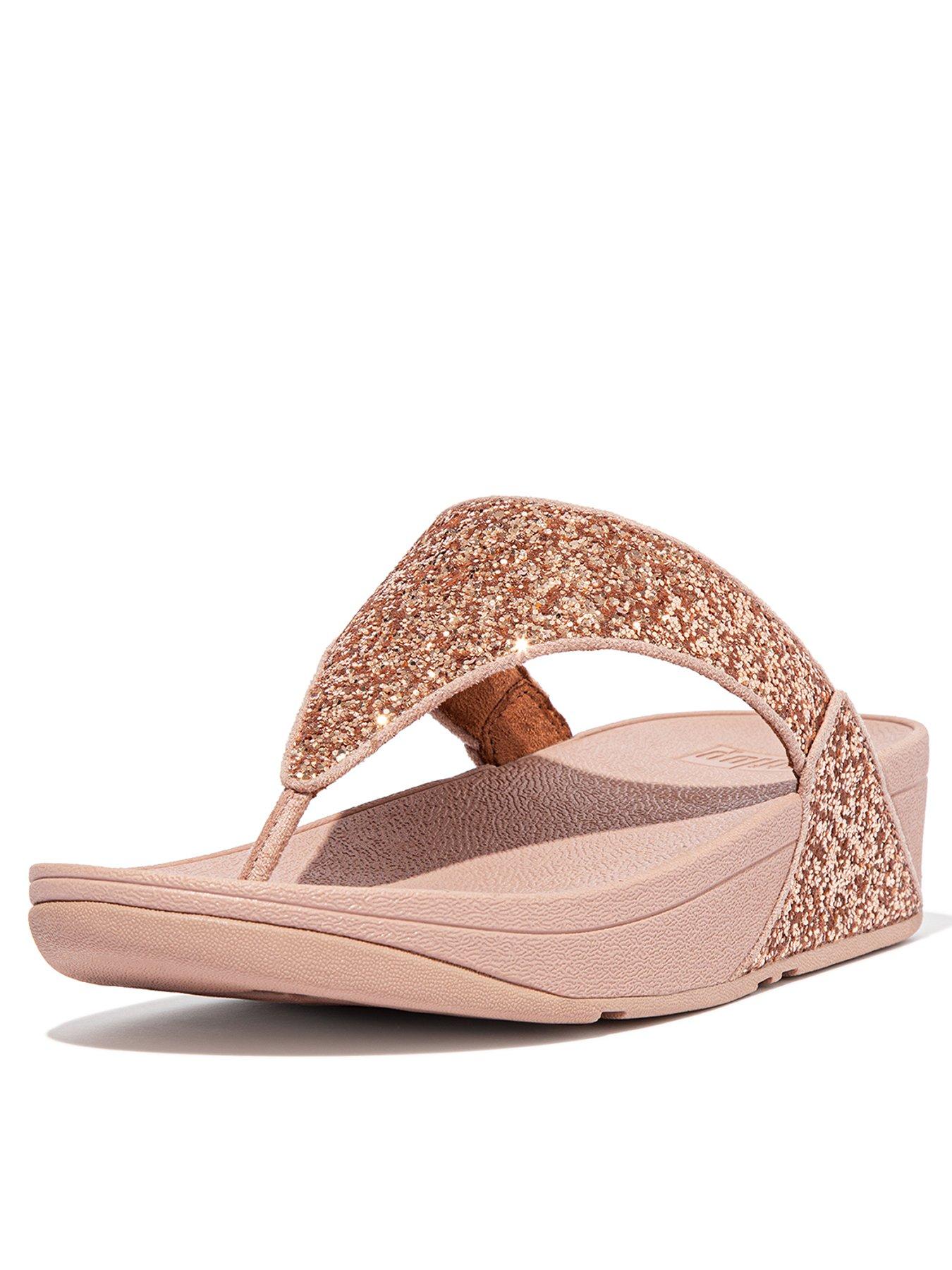 FitFlop FitFlop Lulu Glitter Toe thongs Rose Gold littlewoods