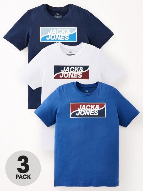 jack-jones-junior-boysnbspfly-short-sleeve-t-shirts-3-packnbsp--bluenavywhite