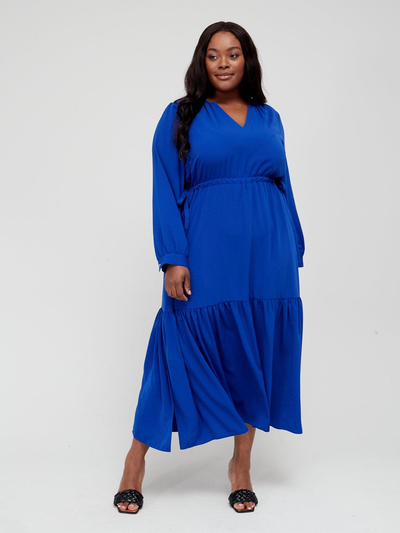 cobalt blue tiered dress