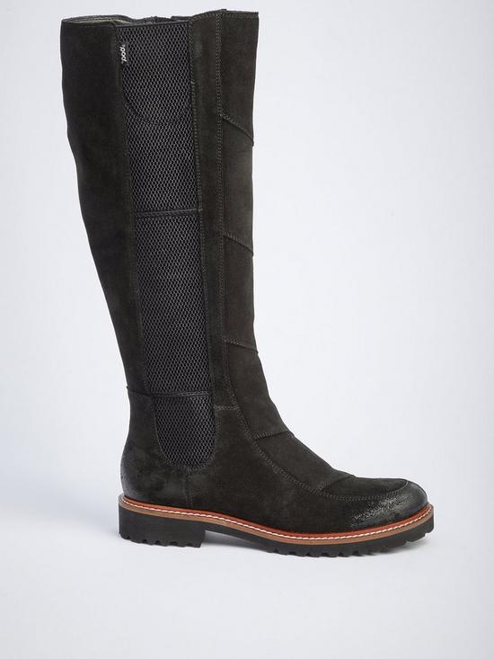 front image of pod-bianca-knee-high-boots-black-suede