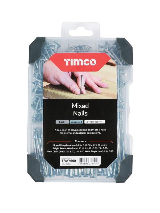 front image of timco-nails-galvanised-bright-mixed-tray-345pcs