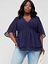  image of v-by-very-curve-double-layer-angel-sleeve-blouse-navy