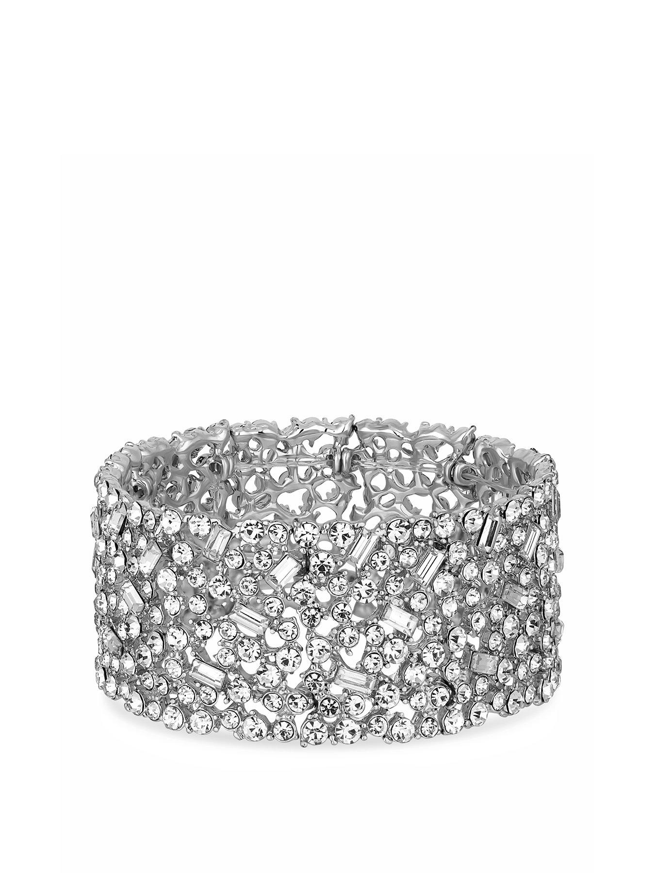 undefined Silver Crystal Multi Stone Stretch Bracelet