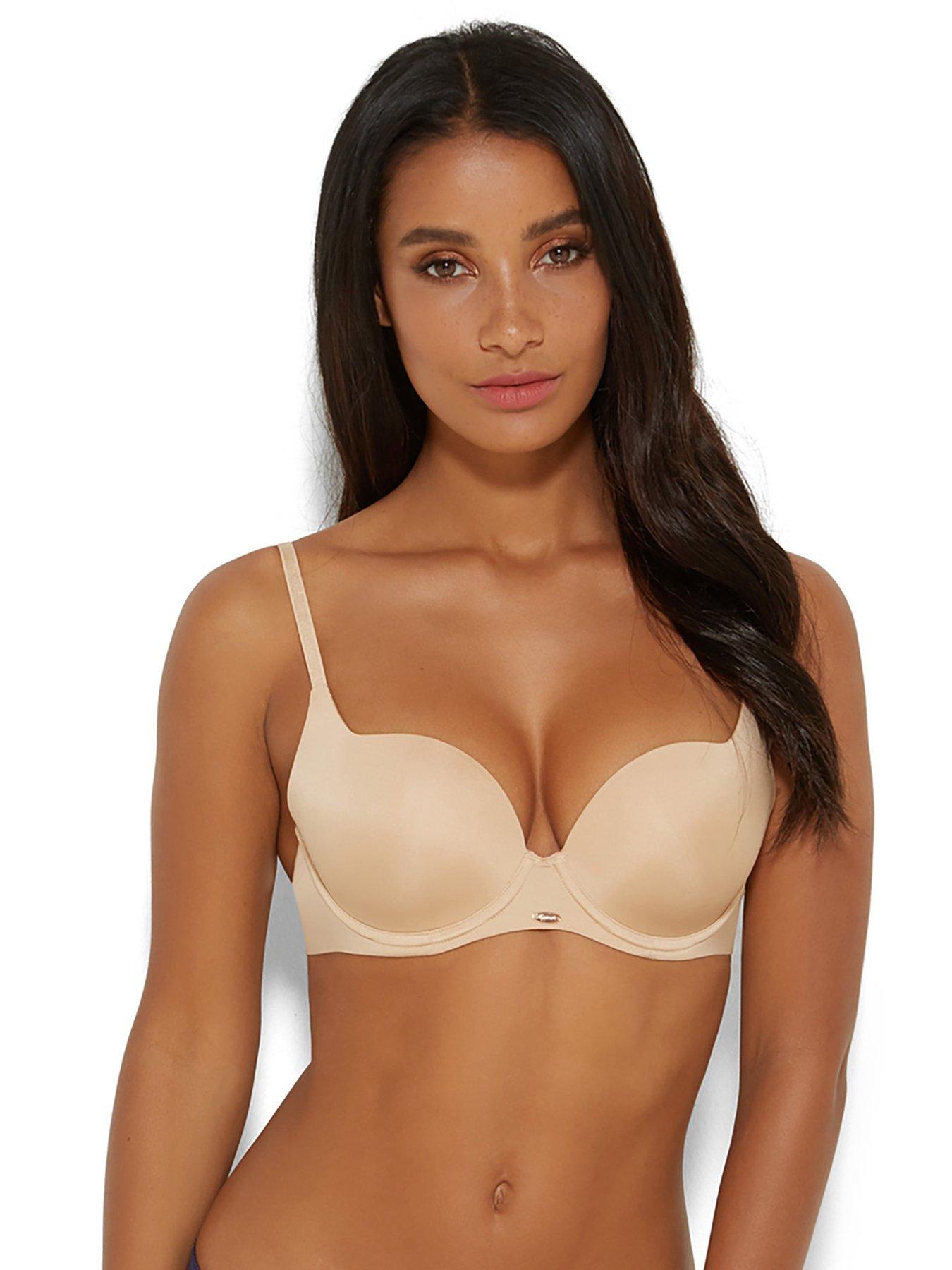 Women's Gossard 7711 Superboost Lace Padded Plunge Bra (Nude 34B) 