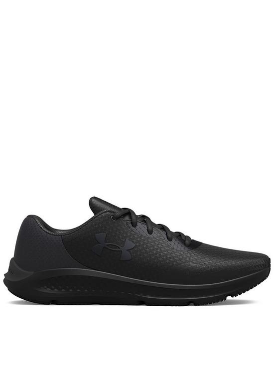 front image of under-armour-mens-running-charged-pursuit-3-blackblack