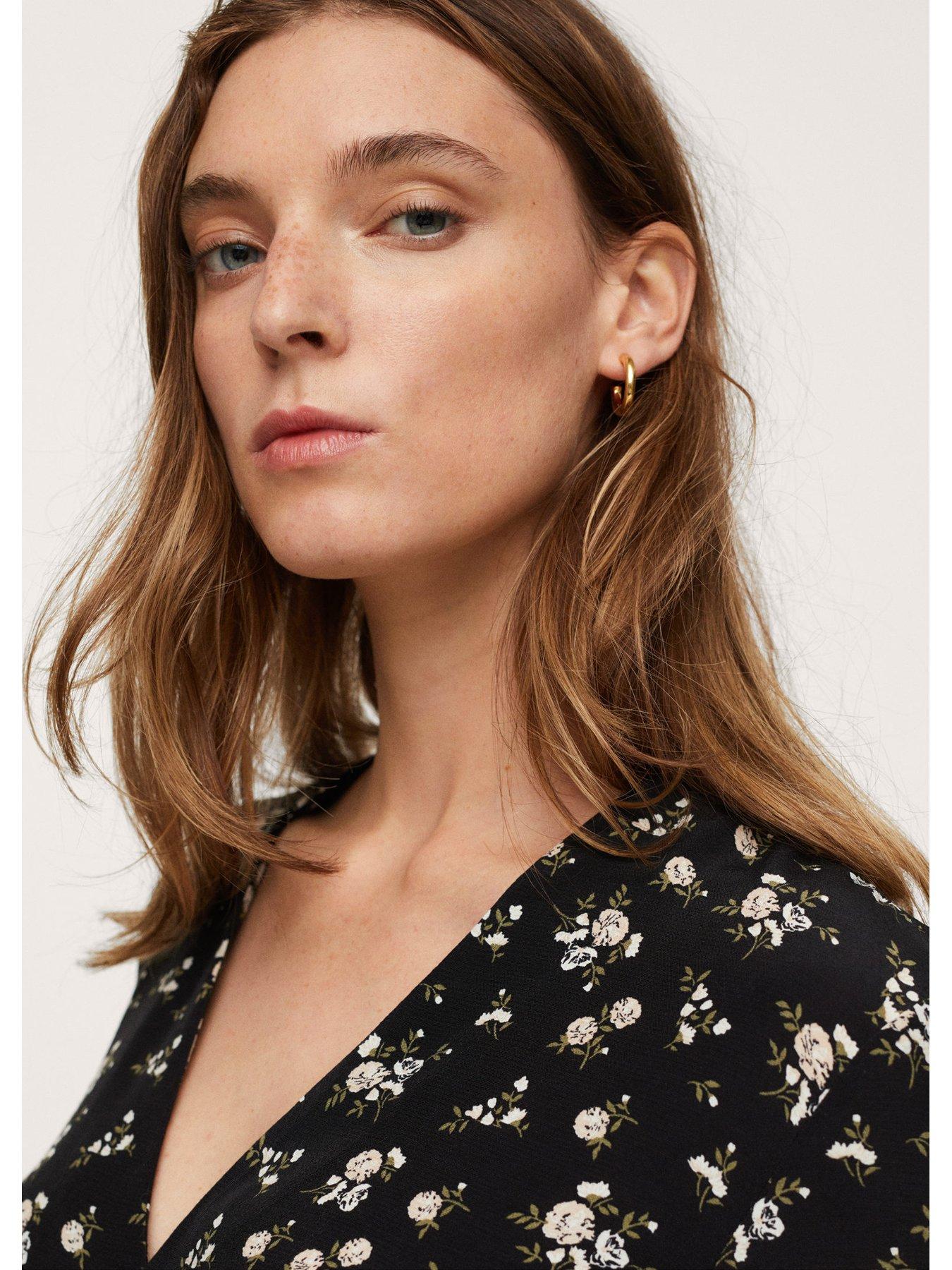 Image 4 of 4 of Mango Floral Printed Blouse - Black