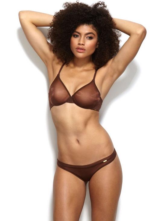 front image of gossard-glossies-thong-brown